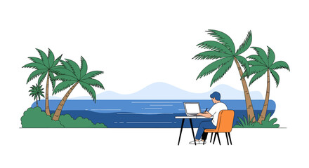 Obraz premium Person working on a laptop at a table, engaged in remote work or digital tasks.