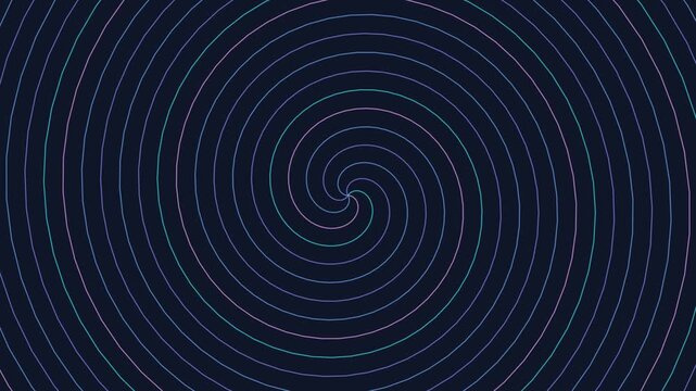 Neon spiral tunnel motion background, abstract glowing circular lines animation, hypnotic geometric pattern for digital and vj loops