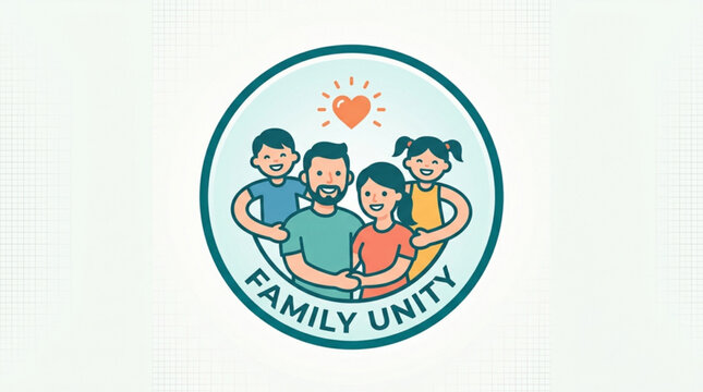 Family unity logo with happy parents