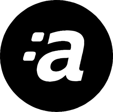 Black circle with white colon and lowercase a symbol.