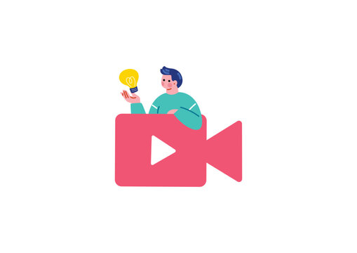 動画を編集する男性のイラスト