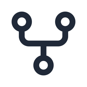 Code fork line icon, coding outline symbol