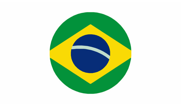 Brazil National Flag Circle Icon and Round Badge