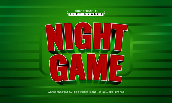 Night Game 3D Bold Sport Text Effect - Editable Football EPS