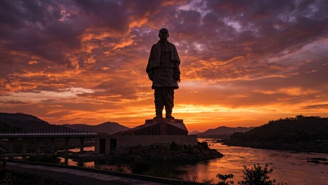 Sardar Vallabhbhai Patel Sunset Silhouette Banner