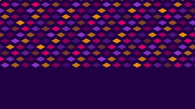 Abstract geometric pattern background, with animated colorful, rhombus shapes in, purple and orange