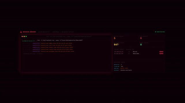 Security Log Watcher Terminal Animation - SIEM Event Monitor CLI 4K Seamless Loop