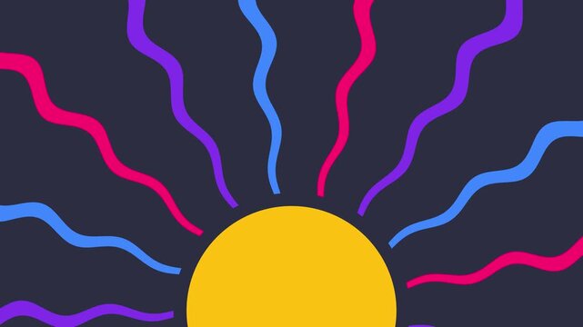 Vibrant colorful sun illustration with rays