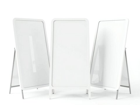 Three clear acrylic room dividers