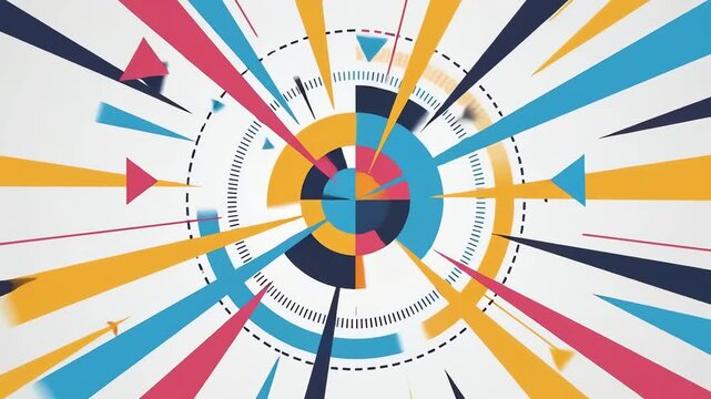 Dynamic explosion of colorful geometric shapes and abstract elements