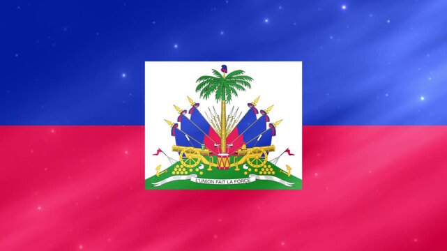 Animated 3D Haiti Flag Waving with Light Effects