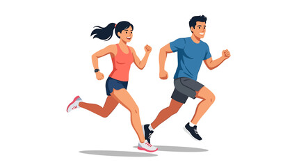 Obraz premium Healthy Couple Jogging Illustration