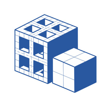 Isometric Blue Cube Structure Vector