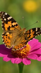Naklejka premium Vibrant butterfly on pink flower mobile wallpaper