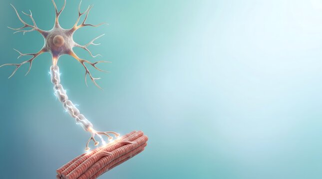 Motor Neuron and Skeletal Muscle Neuromuscular Junction Illustration
