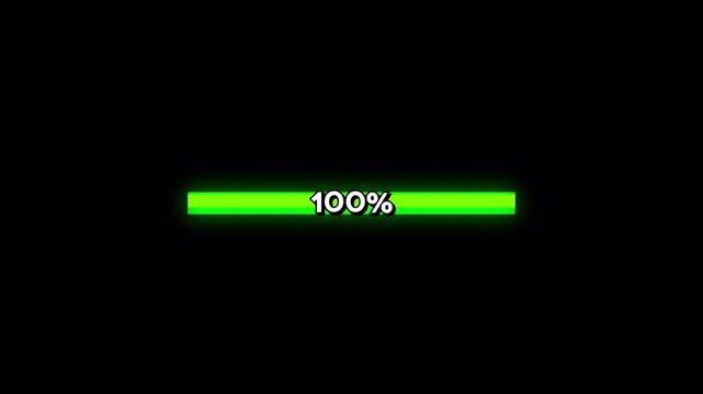 Digital Loading Progress Bar Filling Up to One Hundred Percent