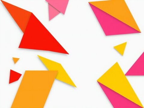Colorful tangram shapes