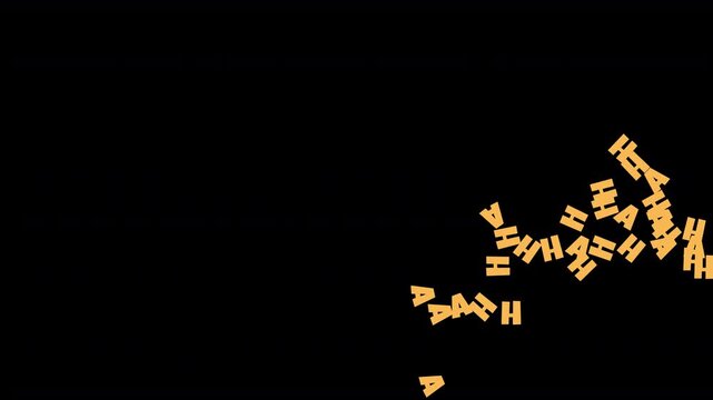 Haha Text Falling Right on Transparent Background, Looping Animation