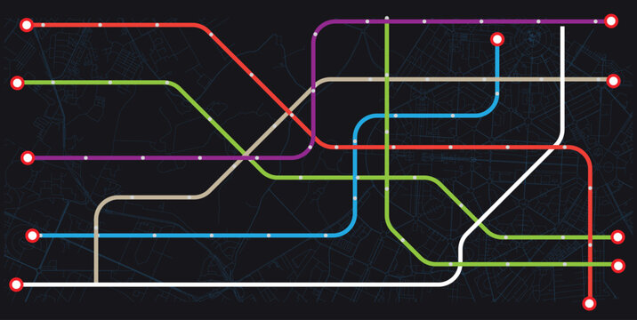 Metro Line or Subway colorful map design.