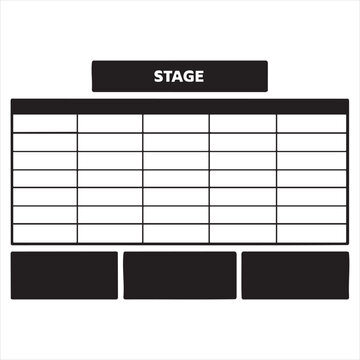 Black and white stage schedule board isolated on white background, Vector, illustration