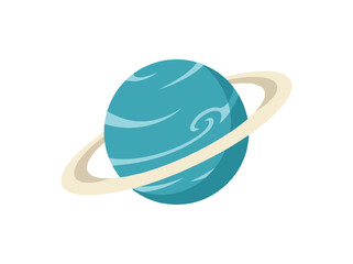 Fototapeta premium Stylized Blue Planet with Ring, Outer Space Illustration