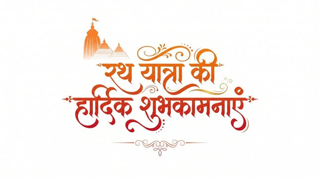 Calligraphy Logo concept design for Rath yatra festive background design.