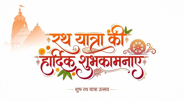 Calligraphy Logo concept design for Rath yatra festive background design.