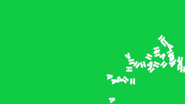 Haha Text Falling Right on Green Screen Background, Looping Animation