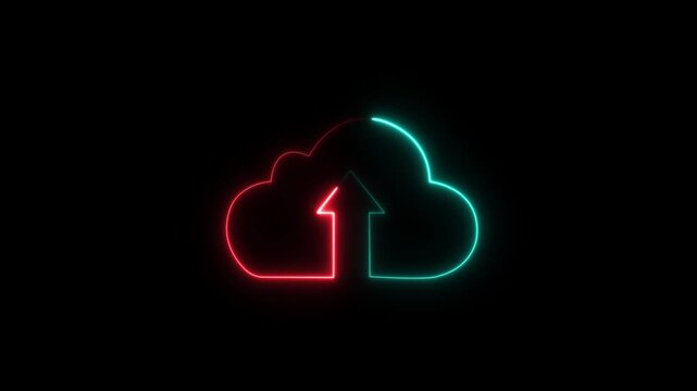 Glowing neon line Human head icon on black background. Neon glowing  man head icon. Glowing neon couple in love animation. on black background.