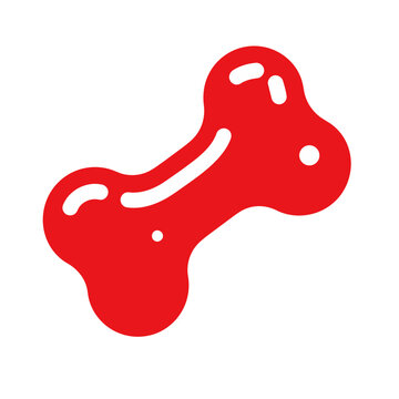 Red flat bone icon vector