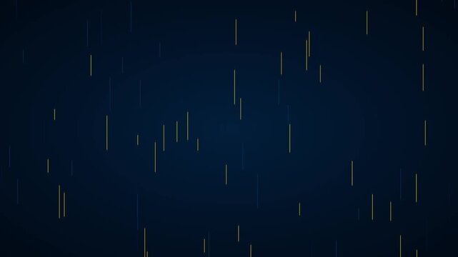 Abstract digital rain background, with vertical glowing, golden lines and, data stream motion technology