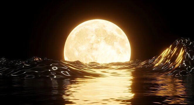 Dramatic lunar landscape over ocean