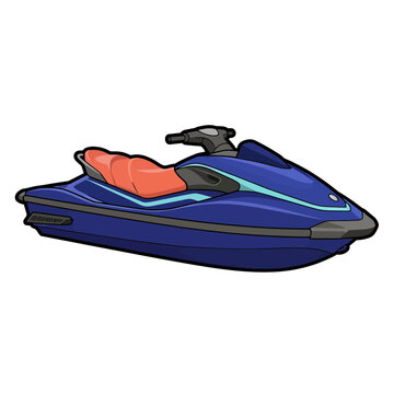 Blue jet ski flat vector illustration