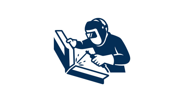 Man wearing safety gear welding metal.