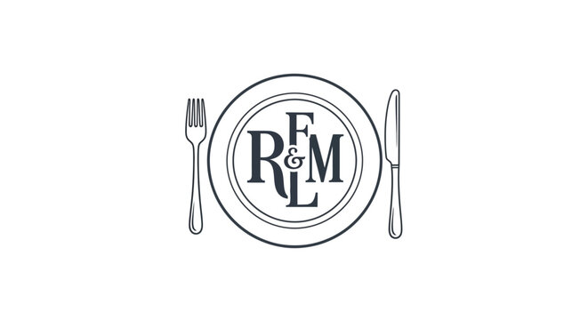 Monogrammed Plate with Fork and Knife.