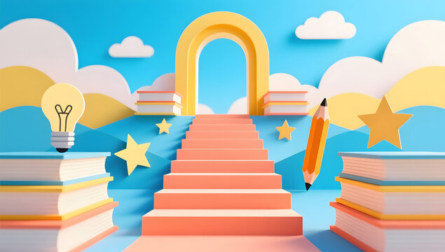 Knowledge staircase growth education illustration background