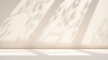 Modern beige wall studio background with soft grey shadows and elegant light, for product mockups and presentation © Si Mendo