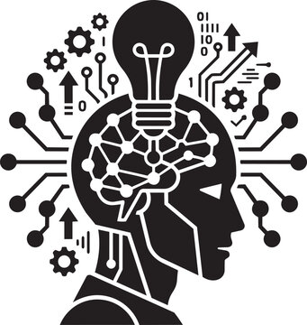 Fitness Workout Exercise and Artificial Intelligence Technology Silhouette Vector Collection