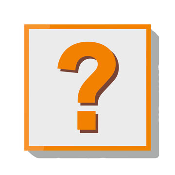 Orange question mark icon on transparent background