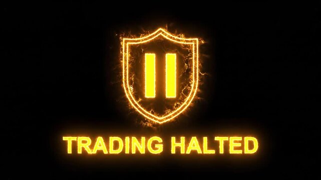 Trading Halted Alert Graphic Featuring A Glowing Shield Symbol For Financial Crisis And Crypto Market Crash Updates