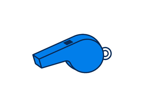 Blue Whistle Isolated on White Background, Sports Referee Equipment