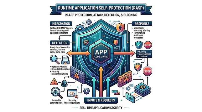 Runtime application self protection cybersecurity infographic