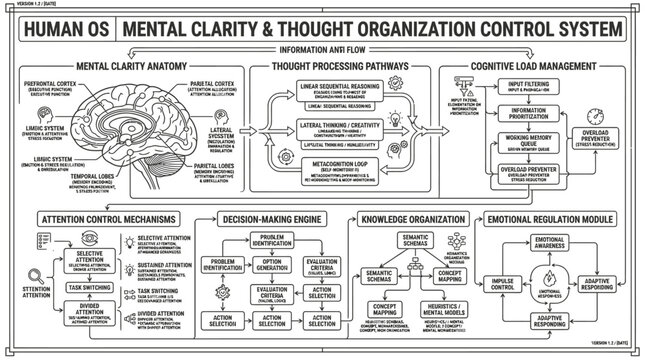Mental clarity and thought organization control system diagram.