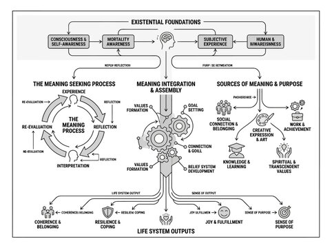 Meaning and purpose flow chart for existential foundations.