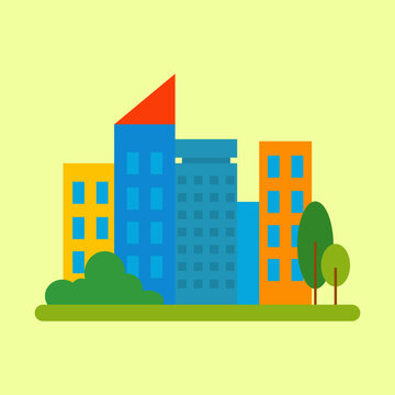 Vector illustration of city buildings, suitable as a design element or addition for banners and posters