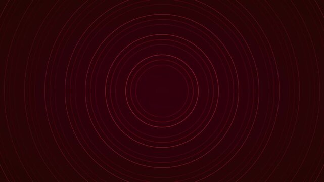 Dark red concentric circles motion background, abstract pulsing rings animation
