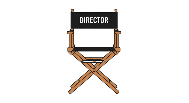 Iconic Director's Chair Illustration on White Background, Symbolizing Film Production, Movie Making, and Entertainment Industry