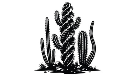 Black and white cactus illustration © EmayetHossen