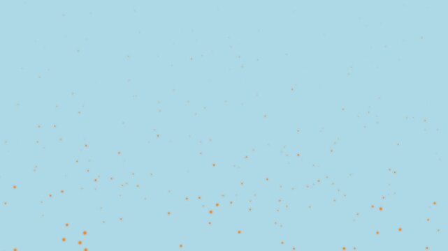 Gold glitter particles rising on a light blue background animation
