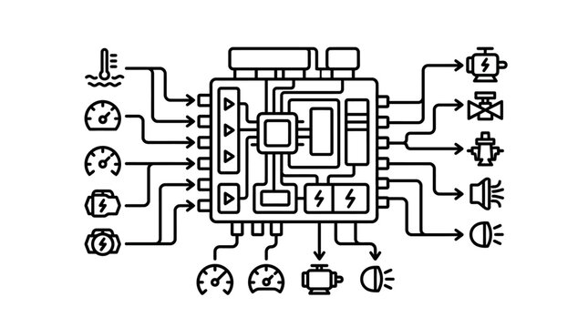 Automotive sensor control unit icons schematic diagram
